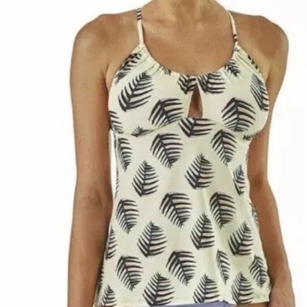 New Patagonia Glassy Dawn Tankini Top Palms‎ of My Heart Small Rutabaga White S